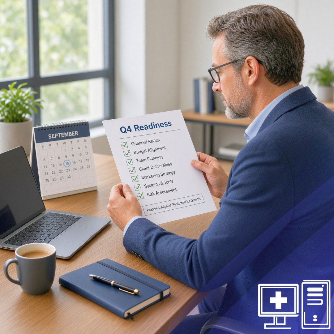 Back-to-school checklist for your business — September Q4 readiness graphic from IT Support RI